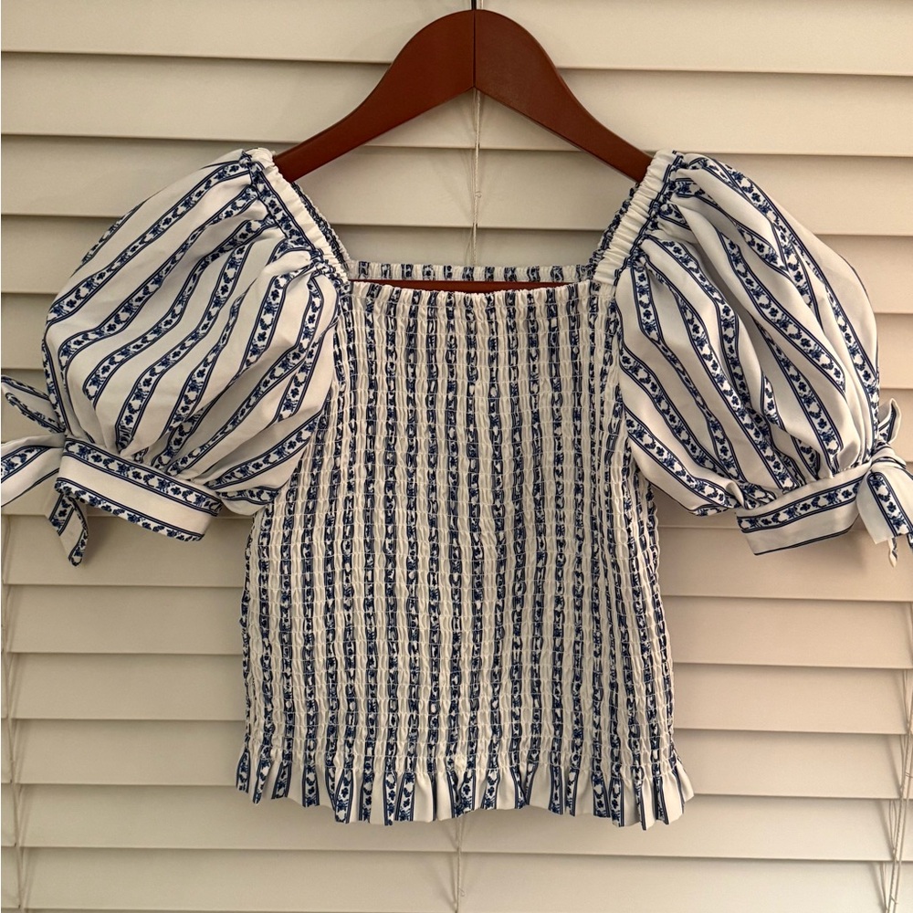 Habitual Kids Puff Sleeve Smocked Peplum Top